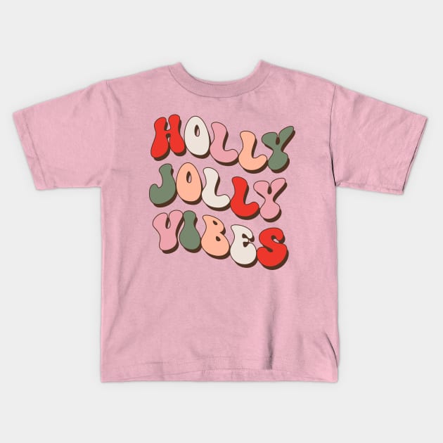 Holly Jolly Vibes Retro Design Kids T-Shirt by Hobbybox